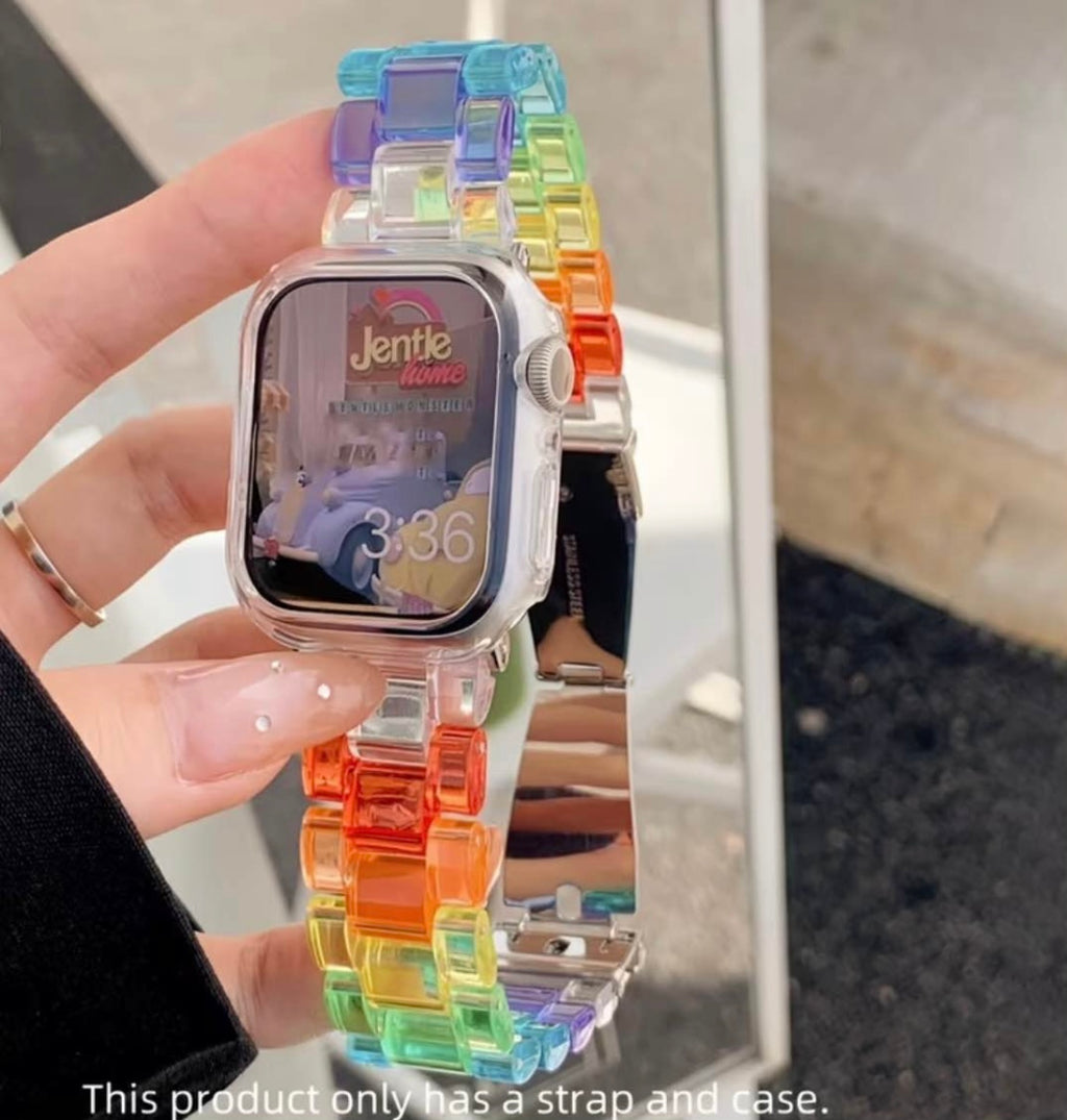 Rainbow Apple Watch band w/cover
