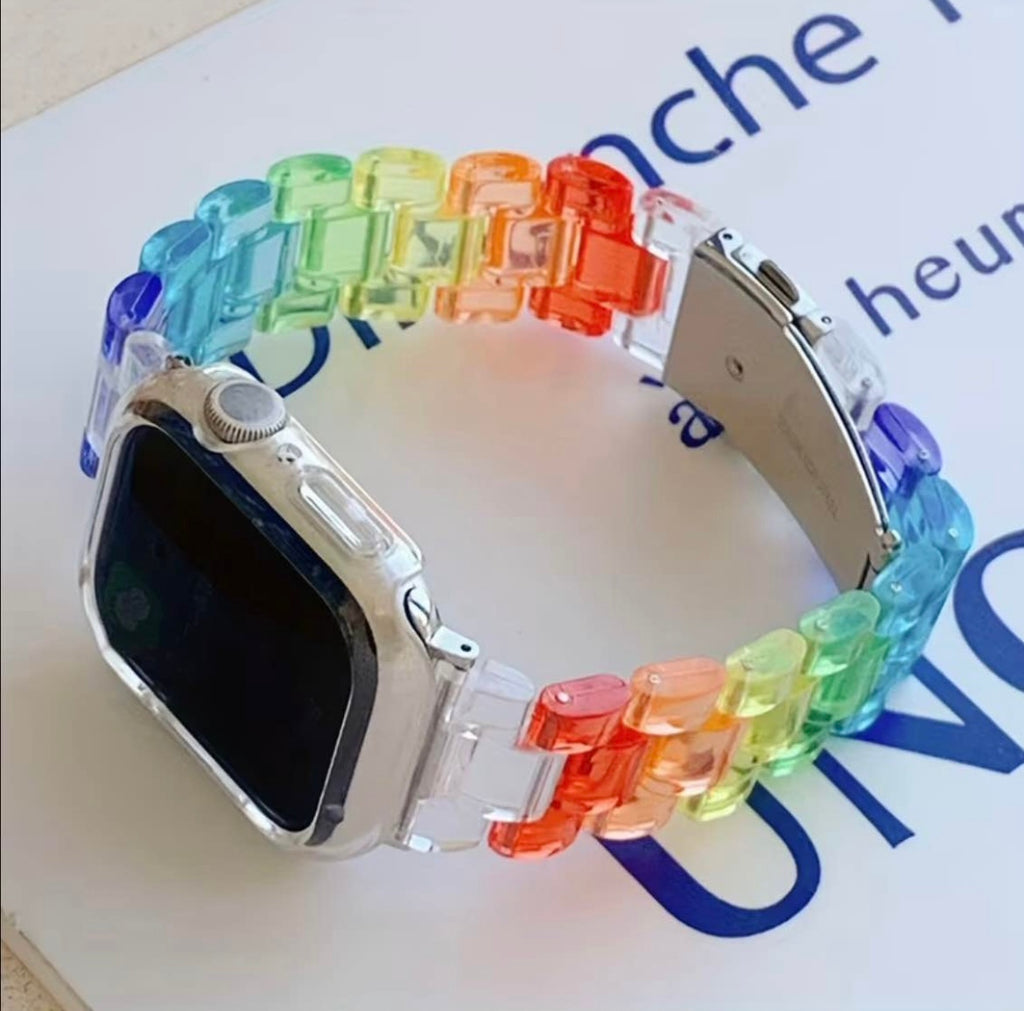 Rainbow Apple Watch band w/cover