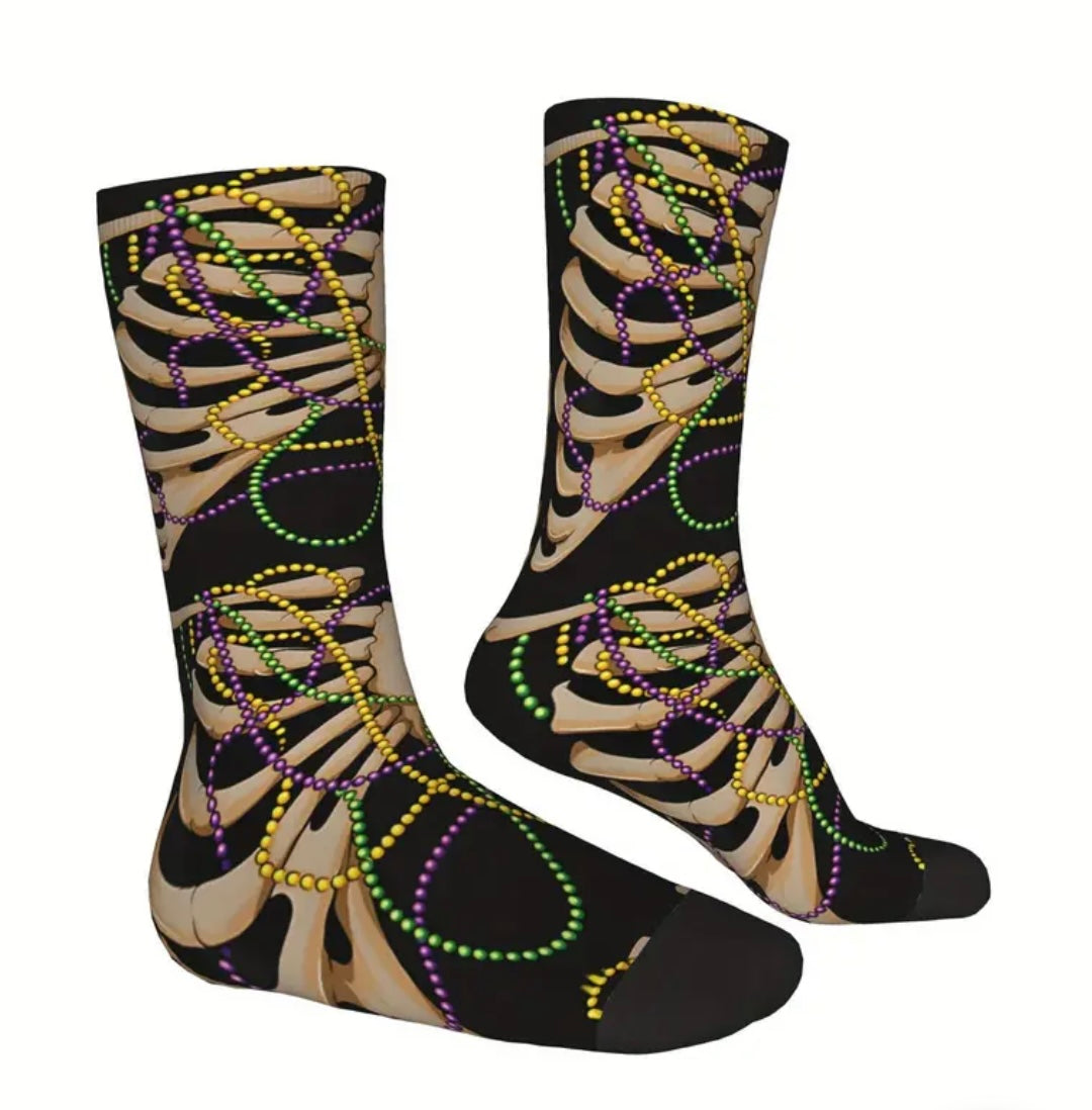 Mardi Gras To The Bone socks